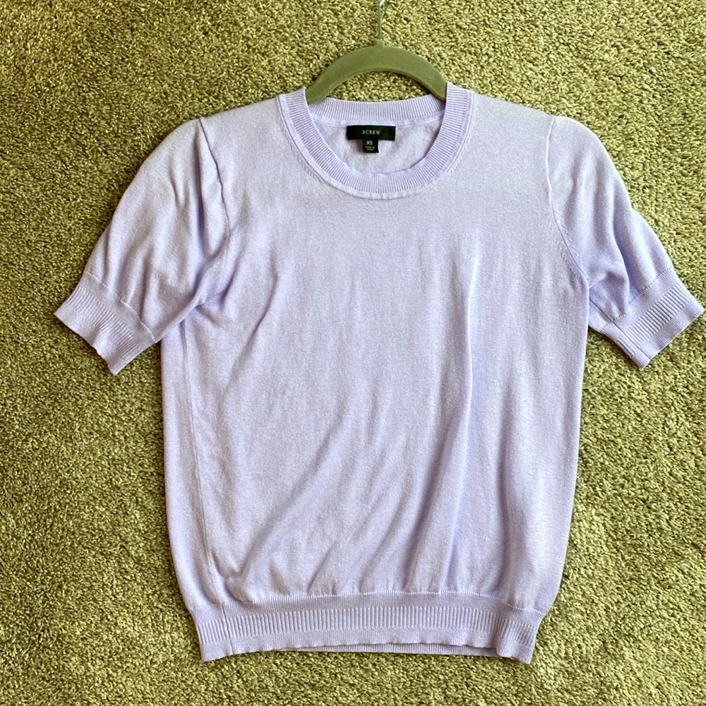 J Crew Short-Sleeved Lavender Sweater, size XS.